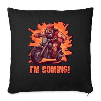 Angry biker arrives - Sofa pillowcase 17,3'' x 17,3'' (45 x 45 cm) - black - Front