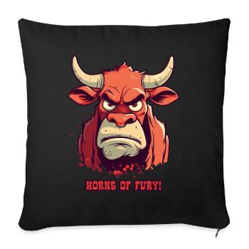 Horns of Wrath: Farm Bull Cow - Sofa pillowcase 17,3'' x 17,3'' (45 x 45 cm) - black - Front