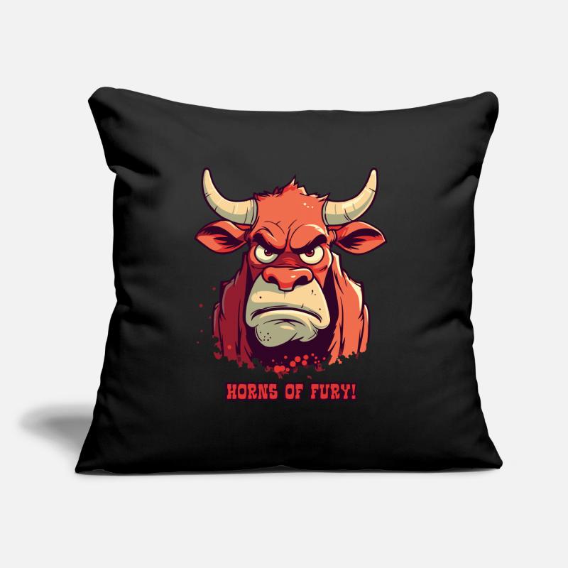 Cornes de colère: Vache taureau de ferme Housse de coussin décorative 45 x 45 cm