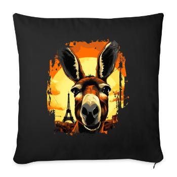 Un âne à Paris - Housse de coussin décorative 45 x 45 cm - noir - Devant