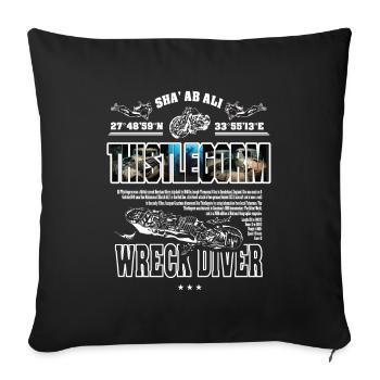 Wreck Thistlegorm Egypt Diving History - Sofa pillowcase 17,3'' x 17,3'' (45 x 45 cm) - black - Front