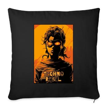 Techno Cyber Rebellin - Sofakissenbezug 45 x 45 cm - Schwarz - Vorne