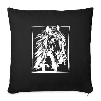 Pferd, Reiten, Dressur, Zeichnung Geschenk - Sofakissenbezug 45 x 45 cm - Schwarz - Vorne