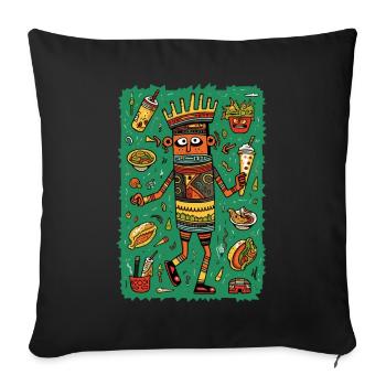 Hiéroglyphes amusants : restauration rapide - Housse de coussin décorative 45 x 45 cm - noir - Devant