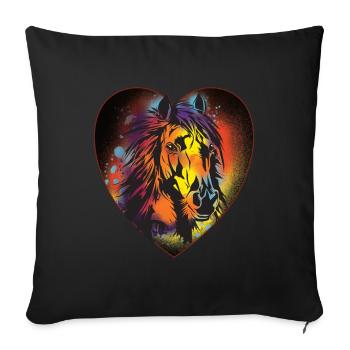 Cheval, Équitation, Dressage, Coeur, Cadeau, Coloré - Housse de coussin décorative 45 x 45 cm - noir - Devant