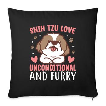 Shih Tzu Love unconditional and furry - Sofa pillowcase 17,3'' x 17,3'' (45 x 45 cm) - black - Front