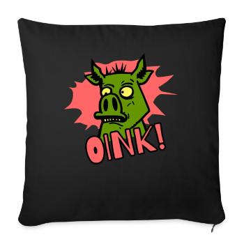 Grogner! Cochon de dessin animé - Housse de coussin décorative 45 x 45 cm - noir - Devant