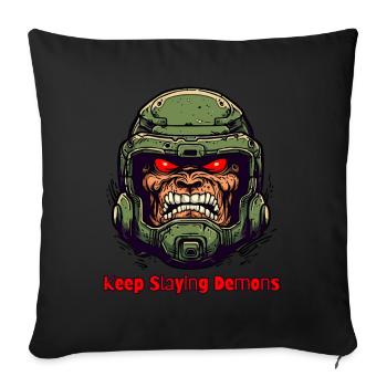 Merde: type « Continuez à détruire les démons » - Housse de coussin décorative 45 x 45 cm - noir - Devant