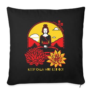 Keep calm and let go with yoga - Sofa pillowcase 17,3'' x 17,3'' (45 x 45 cm) - black - Front
