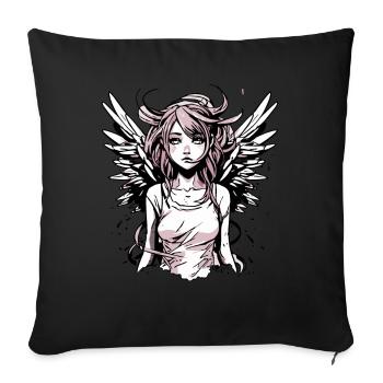 Modernes Engel Mädchen - Sofakissenbezug 45 x 45 cm - Schwarz - Vorne
