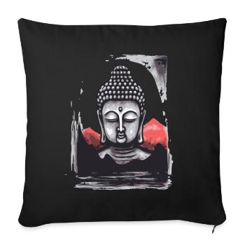 Soleil rouge du Japon : un bouddha au repos - Housse de coussin décorative 45 x 45 cm - noir - Devant