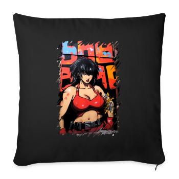 Dessin animé Manga Anime Street Art Fille - Housse de coussin décorative 45 x 45 cm - noir - Devant