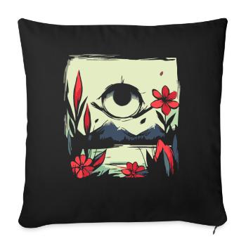 Soleil rouge japonais : l’œil pour la nature - Housse de coussin décorative 45 x 45 cm - noir - Devant