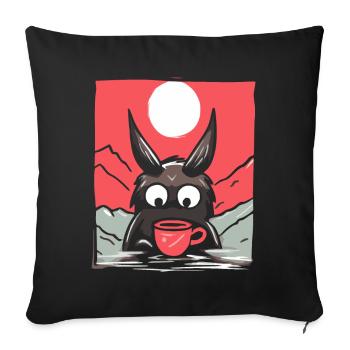 Japanese Red Sun: A Coffee Bunny - Sofa pillowcase 17,3'' x 17,3'' (45 x 45 cm) - black - Front