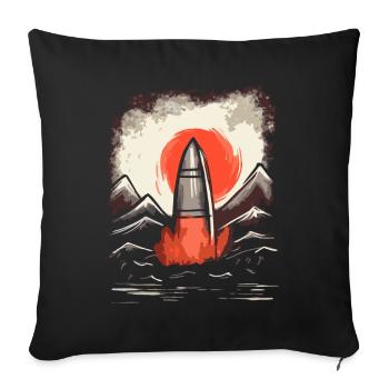 Soleil rouge japonais : Lancement d’une fusée - Housse de coussin décorative 45 x 45 cm - noir - Devant