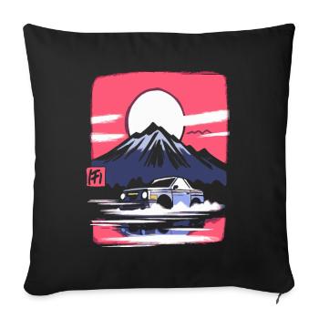Japanische Rote Sonne: Berg Auto-Rennfahrer - Sofakissenbezug 45 x 45 cm - Schwarz - Vorne