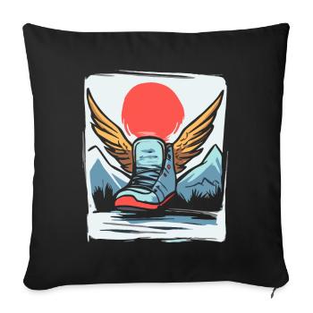 Baskets japonaises Red Sun avec ailes - Housse de coussin décorative 45 x 45 cm - noir - Devant