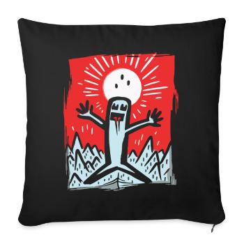 Japanische Rote Sonne glückliches Strichmännchen - Sofakissenbezug 45 x 45 cm - Schwarz - Vorne