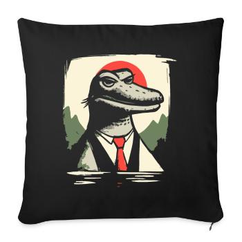 Japanische Rote Sonne und Al Gator Alligator - Sofakissenbezug 45 x 45 cm - Schwarz - Vorne