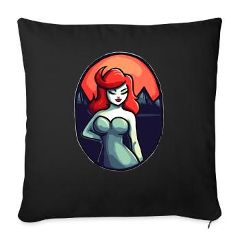 Japan's Red Sun and Lady in Sinful Pose - Sofa pillowcase 17,3'' x 17,3'' (45 x 45 cm) - black - Front