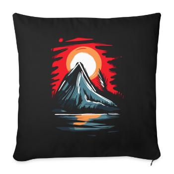 Le soleil rouge du Japon : un sommet de montagne - Housse de coussin décorative 45 x 45 cm - noir - Devant