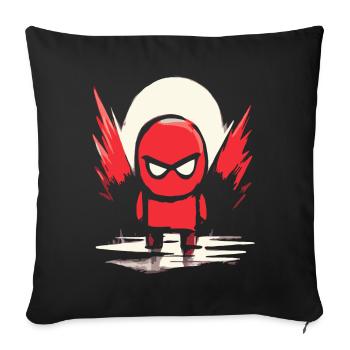 Soleil rouge japonais: enfant super-héros rouge - Housse de coussin décorative 45 x 45 cm - noir - Devant