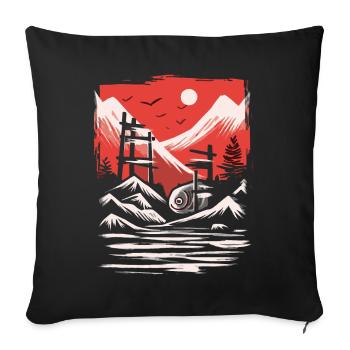Japan's Red Sun: The Sardine Fish Temple - Sofa pillowcase 17,3'' x 17,3'' (45 x 45 cm) - black - Front