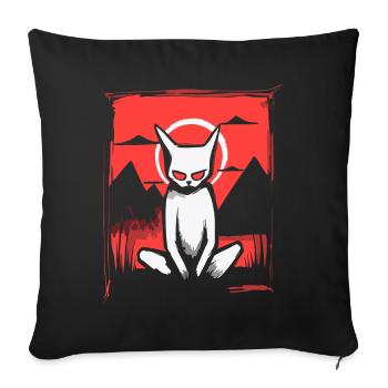 Le soleil rouge du Japon : le chat de yoga - Housse de coussin décorative 45 x 45 cm - noir - Devant