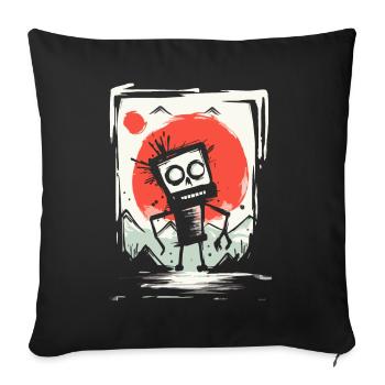 Le soleil rouge du JAPON : un robot poubelle - Housse de coussin décorative 45 x 45 cm - noir - Devant