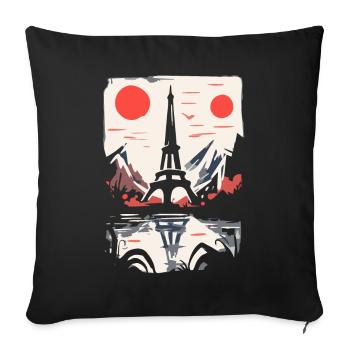 Japan Red Sun and Paris - Sofa pillowcase 17,3'' x 17,3'' (45 x 45 cm) - black - Front