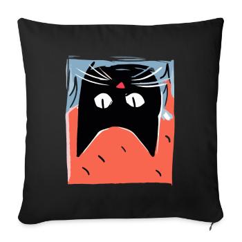 Japan, Red Sun, Confusing Cat - Sofa pillowcase 17,3'' x 17,3'' (45 x 45 cm) - black - Front
