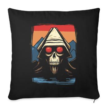 Soleil rouge japonais : Crâne de démon intérieur - Housse de coussin décorative 45 x 45 cm - noir - Devant
