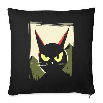 Japanese Red Sun: Bad Mood Cat - Sofa pillowcase 17,3'' x 17,3'' (45 x 45 cm) - black - Front