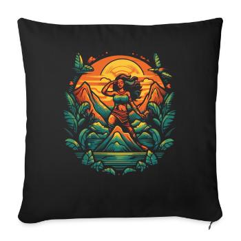 Tiki Island Hula Girl - Sofa pillowcase 17,3'' x 17,3'' (45 x 45 cm) - black - Front