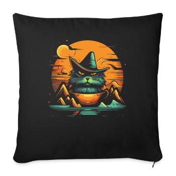 A cup full of Wizard Cat - Sofa pillowcase 17,3'' x 17,3'' (45 x 45 cm) - black - Front