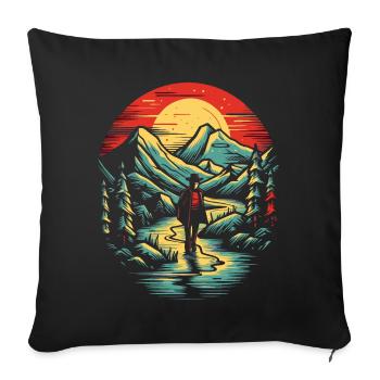 The Lonely Wanderer - Sofa pillowcase 17,3'' x 17,3'' (45 x 45 cm) - black - Front