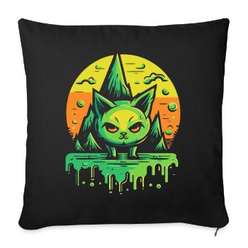 La nature, les montagnes et un chat vif - Housse de coussin décorative 45 x 45 cm - noir - Devant