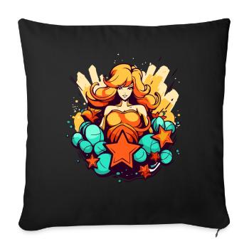 La belle vierge des fleurs et des étoiles - Housse de coussin décorative 45 x 45 cm - noir - Devant