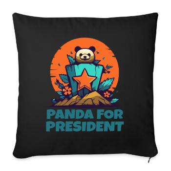Panda for President - Sofa pillowcase 17,3'' x 17,3'' (45 x 45 cm) - black - Front