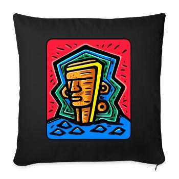 Tiki coloré abstrait - Housse de coussin décorative 45 x 45 cm - noir - Devant