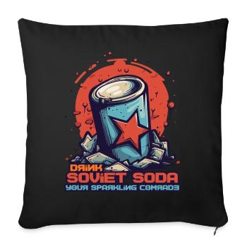 Soviet Soda: The Bubbly Comrade - Sofa pillowcase 17,3'' x 17,3'' (45 x 45 cm) - black - Front