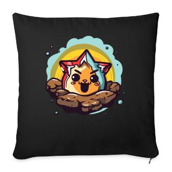 Chat mignon et étoile - Housse de coussin décorative 45 x 45 cm - noir - Devant