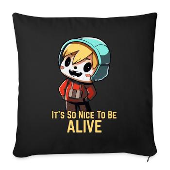 Nice To Be Alive : Anime Masculin - Housse de coussin décorative 45 x 45 cm - noir - Devant