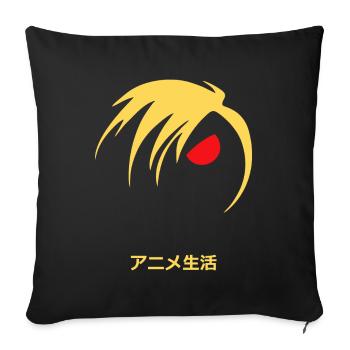 Vie d’anime : Vie d’anime de style manga - Housse de coussin décorative 45 x 45 cm - noir - Devant