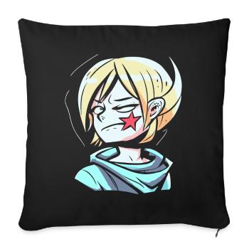 Met by Anime: Manga Anime Girl - Sofa pillowcase 17,3'' x 17,3'' (45 x 45 cm) - black - Front