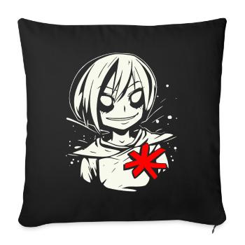 Cute Anime Tomboy Girl - Sofa pillowcase 17,3'' x 17,3'' (45 x 45 cm) - black - Front
