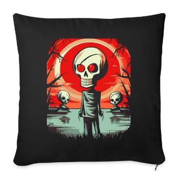 Crâne de zombie des marais mignon - Housse de coussin décorative 45 x 45 cm - noir - Devant
