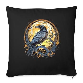 Rabe, Vollmond, keltisch, nordisch, Pagan, Vogel, - Sofakissenbezug 45 x 45 cm - Schwarz - Vorne
