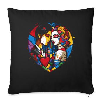 Aimer les amants et les cœurs - Housse de coussin décorative 45 x 45 cm - noir - Devant