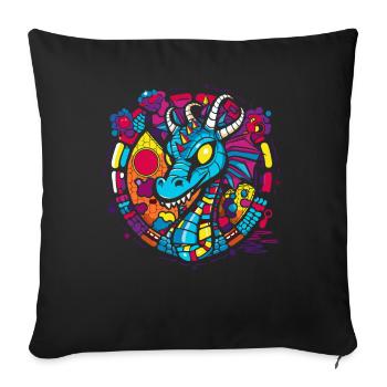 Love candles and a cute dragon - Sofa pillowcase 17,3'' x 17,3'' (45 x 45 cm) - black - Front